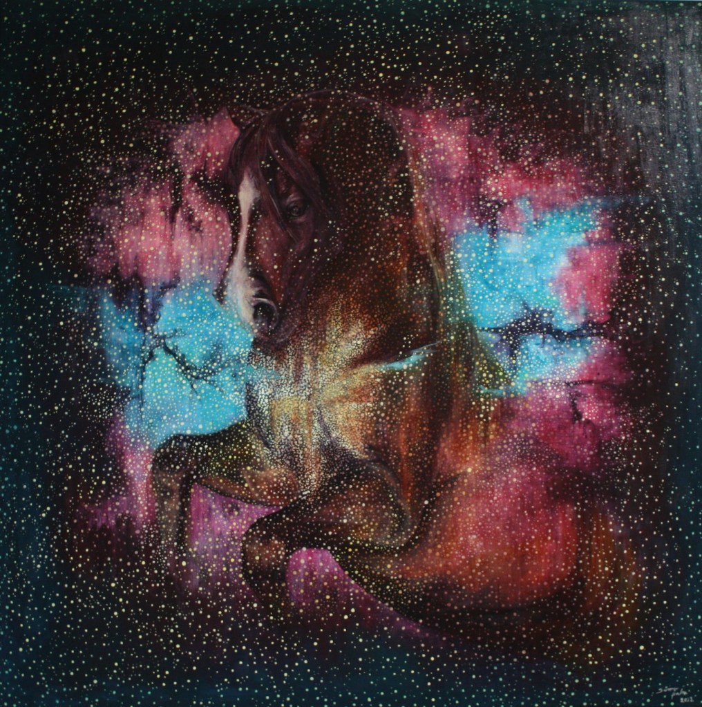 suomalainen-akryllimaalaus-kankaalle-taiteilija-sanna-palm-taide-tähdet-22.8.2023